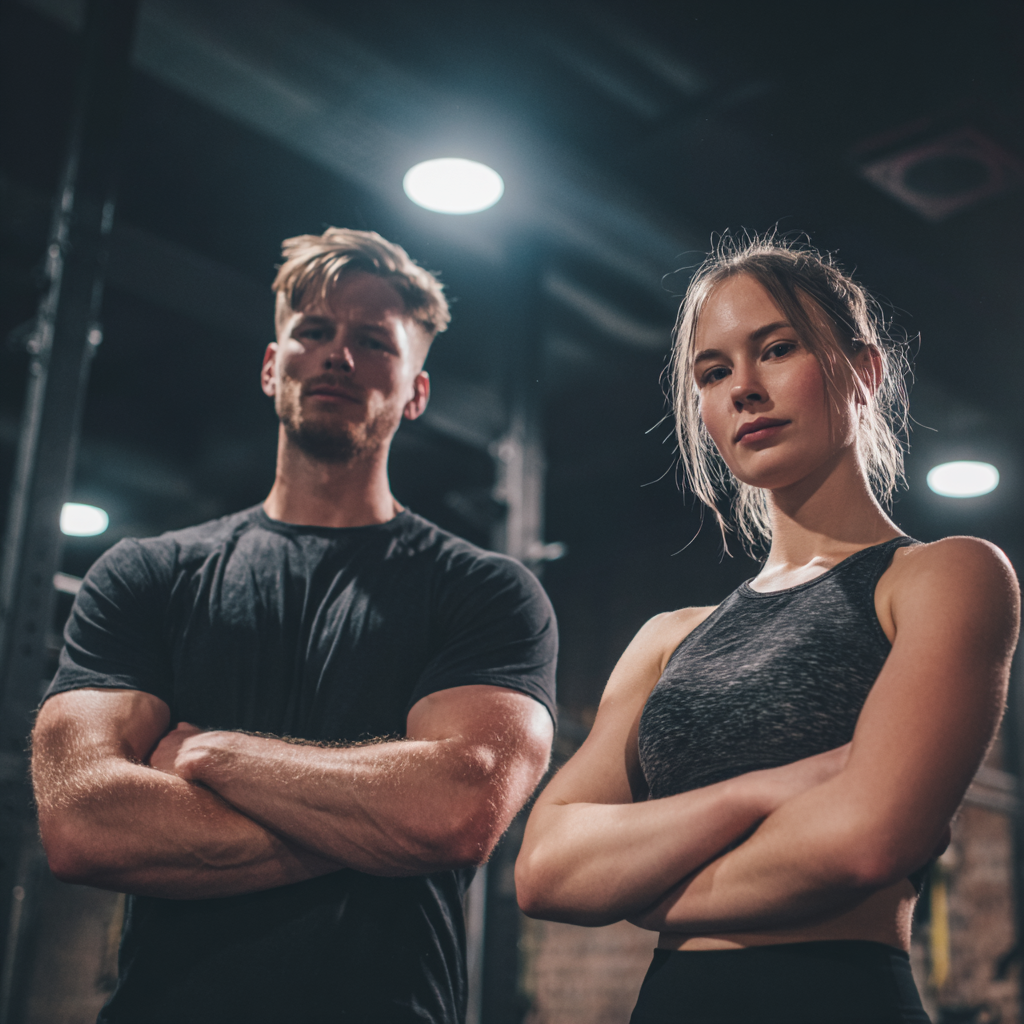 Group of Polish adults of various ages smiling during outdoor fitness training session