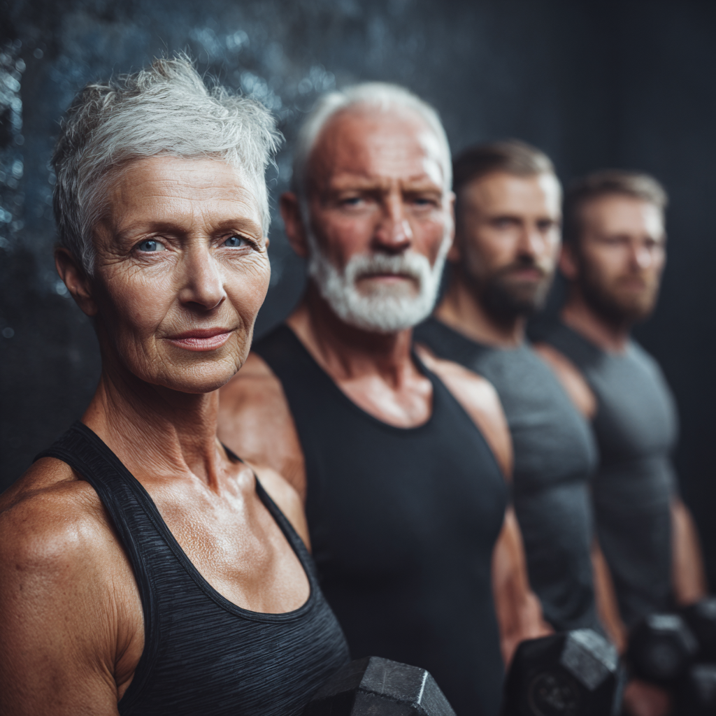 Happy Polish adults of different ages celebrating fitness achievements after successful training session